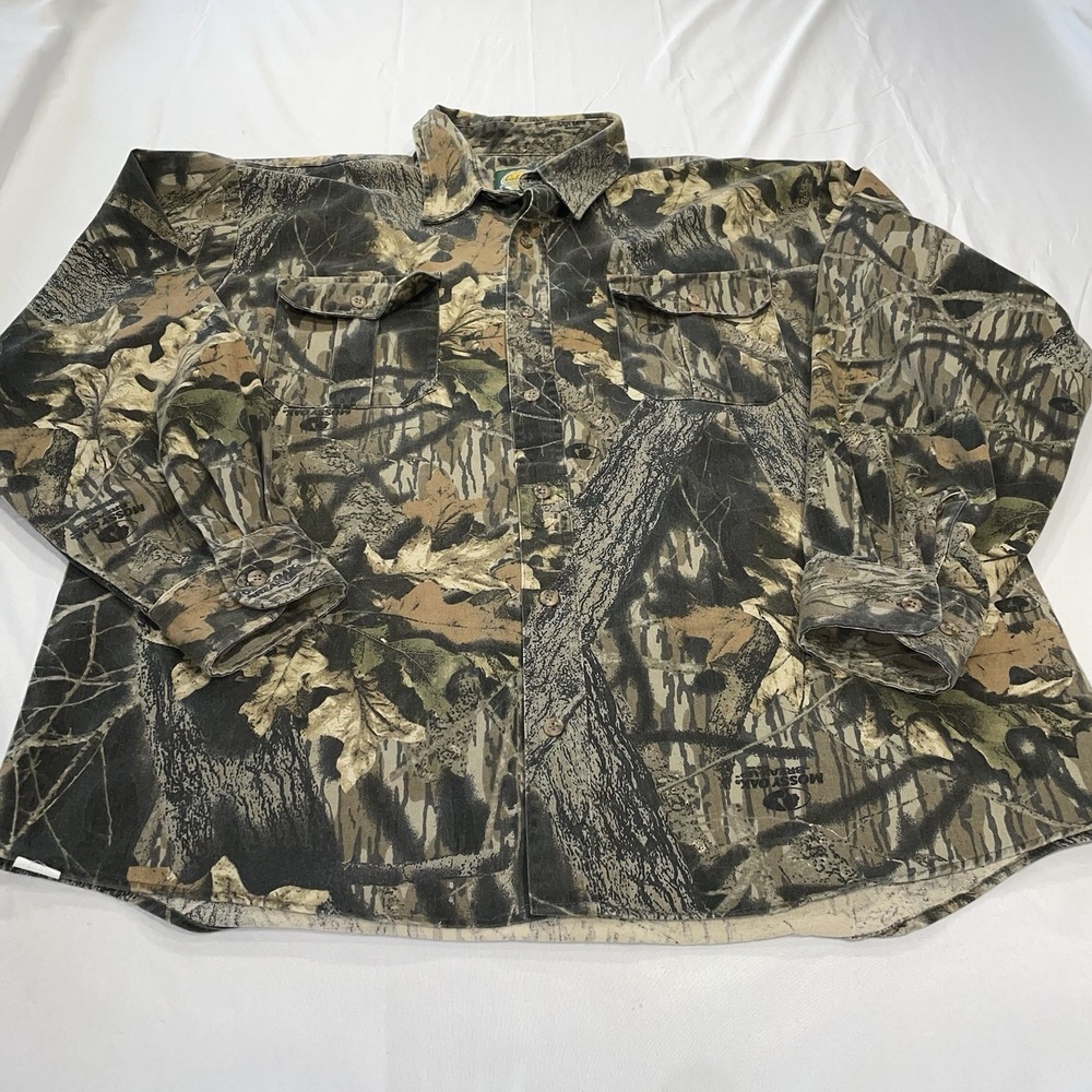 Cabelas Mossy Oak Breakup L/S‎ Button Up Shirt Men's XL Camo Hunting - Picture 2 of 6